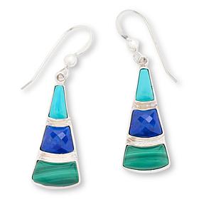 Jay King Sterling Silver Malachite, Lapis and Turquoise Drop Earrings