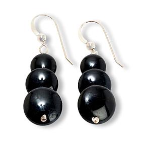 Jay King Sterling Silver Midnight Black Chalcedony Bead Drop Earrings