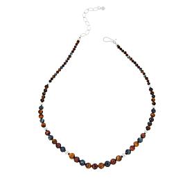 Jay King Sterling Silver Multicolor Tiger's Eye Bead Station Necklace