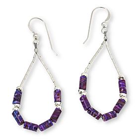 Jay King Sterling Silver Purple Spiny Oyster Shell Loop Drop Earrings