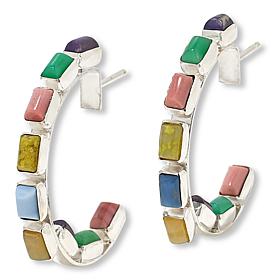 Jay King Sterling Silver Rainbow Multi-Opal Hoop Earrings