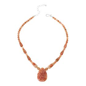 Jay King Sterling Silver Tanzanian Red Sunstone Necklace