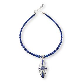 Jay King Sterling Silver Tanzanite & Lapis Pendant with Bead Necklace