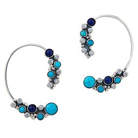Jay King Sterling Silver Turquoise, Lapis and CZ Earrings