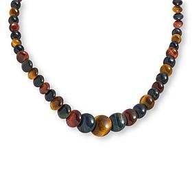 Jay King Tiger's Eye and Blue Hawk's Eye Disc Bead Necklace