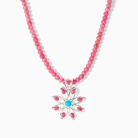 Jay King Turquoise Peruvian Turquoise & Baroque Rose Rhodonite Pend...
