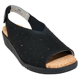 JBU Clarisse Peep-Toe Slingback Demi Wedge Sandal