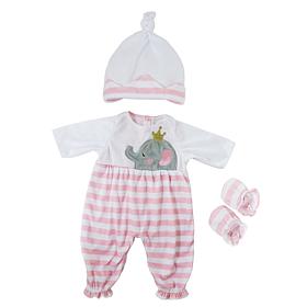 JC Toys Berenguer Boutique Baby Doll Outfit Pink  Striped Lomg Onesie