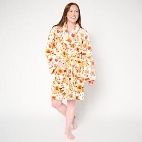 Jeffrey Banks Printed Plush Tie-Front Robe