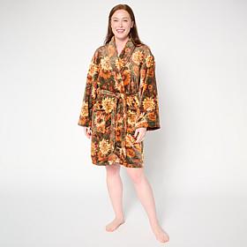 Jeffrey Banks Printed Plush Tie-Front Robe