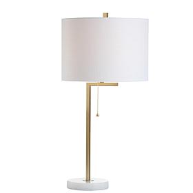 Jonathan Y Alyssa 24.5" Metal Marble LED Table Lamp White and Gold
