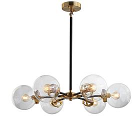 JONATHAN Y Black and Brass Caleb 28" 6-Light Cluster Pendant