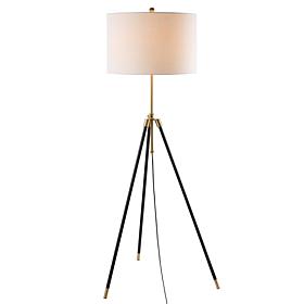 JONATHAN Y Black Brass Lucius 67" Adjustable Metal LED Floor Lamp