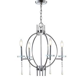 JONATHAN Y Chrome Laura 23" Crystal Metal LED Pendant