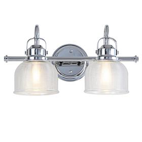 JONATHAN Y Chrome Virginia 17.25" 2-light Metal Glass LED Vanity Light