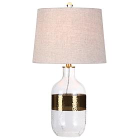 JONATHAN Y Clear and Brass Stevens 25.5" Glass LED Table Lamp