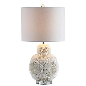 JONATHAN Y Cream Seashell Rosette 24" LED Table Lamp
