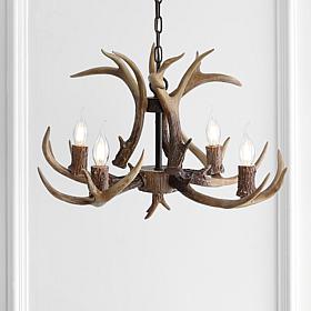 Jonathan Y Eldora 26" Adjustable Resin Antler 4-Light LED Chandelier 