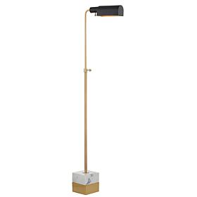 JONATHAN Y Gold Carrara Marble Iva 56.5" Adjustable Brass Floor Lamp