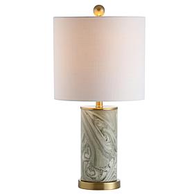 JONATHAN Y Gray and Green Swirl 20.5" Ceramic LED Table Lamp