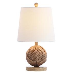 Jonathan Y Natural Monkey Fist 18" Rope Ball LED Table Lamp