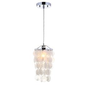 JONATHAN Y White and Chrome Cayla 7" Seashell LED Chandelier Pendant