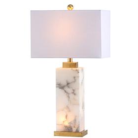 JONATHAN Y White Gold Leaf Elizabeth 27.5" Alabaster LED Table Lamp