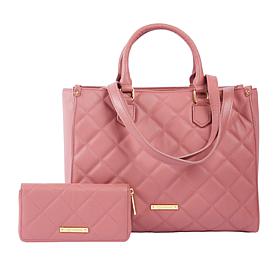 Joy First Class Luxury Leather Quilted Handbag & Clutch Wallet