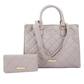 Joy First Class Luxury Leather Quilted Handbag & Clutch Wallet