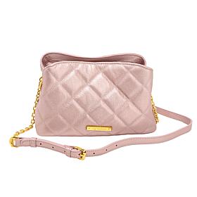 Joy Luxe Leather Quilted Chic Triple Section Crossbody Bag
