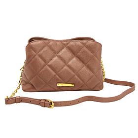 Joy Luxe Leather Quilted Chic Triple Section Crossbody Bag