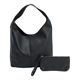 Joy Metallic Leather Hobo Slouch Bag with Wristlet