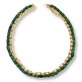 KALIFANO 20" Gemstone and Chain-Link Layered Necklace