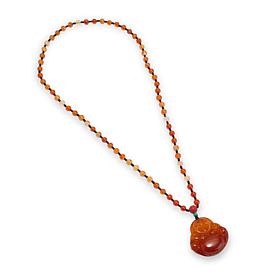 KALIFANO 24-1/2" Gemstone Carved Laughing Buddha Beaded Drop Necklace