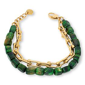 KALIFANO Gemstone and Chain-Link 6-1/2" Layered Bracelet