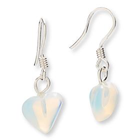 KALIFANO Simulated Opalite Heart Drop Earrings