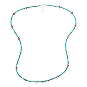 KALIFANO Turquoise-Color Howlite and Spiny Oyster Shell 38" Necklace