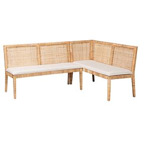 Kalimantan Bohemian Rattan Banquette Set with Cushions