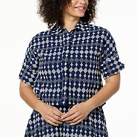 kathy ireland® Fashion 360 Madrid Escape Embroidered Top