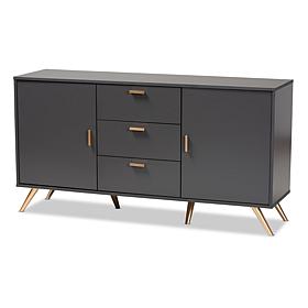 Kelson Dark Grey and Gold Finished Wood 2-Door Sideboard Buffet