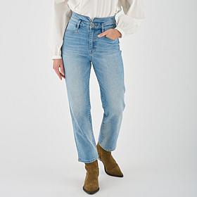 La Joie Notched Waist Straight-Leg Denim Jean