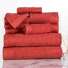 Lavish Home 100% Cotton Ribbed 10-piece Towel Set