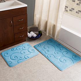 Lavish Home Coral Fleece Memory Foam Bath Mat 2pc Set