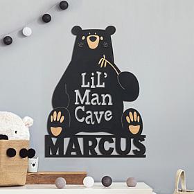 Lil Man Cave Personalized Black Wood Plaque