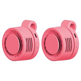 Living Glow 2pk Rechargeable Mini Clip Fans w/Charging Block 
