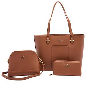 London Fog Faux Pebble Leather 3-Piece Tote Set