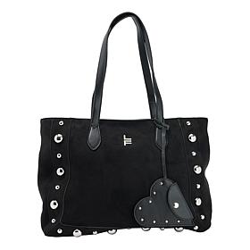 London Fog Libby Studded Faux Suede Tote