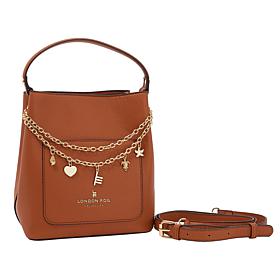 London Fog Lux Bucket Crossbody Bag with Charms