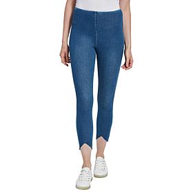 LYSSE Lynette Scalloped-Edge Denim Legging - Missy