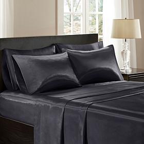 Madison Park Essentials Full Black Satin Wrinkle-Free 6pc Sheet Set